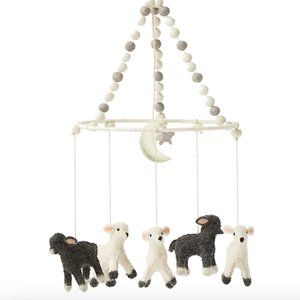 Pehr counting sheep mobile black and white high contrast lamb moon nursery decor